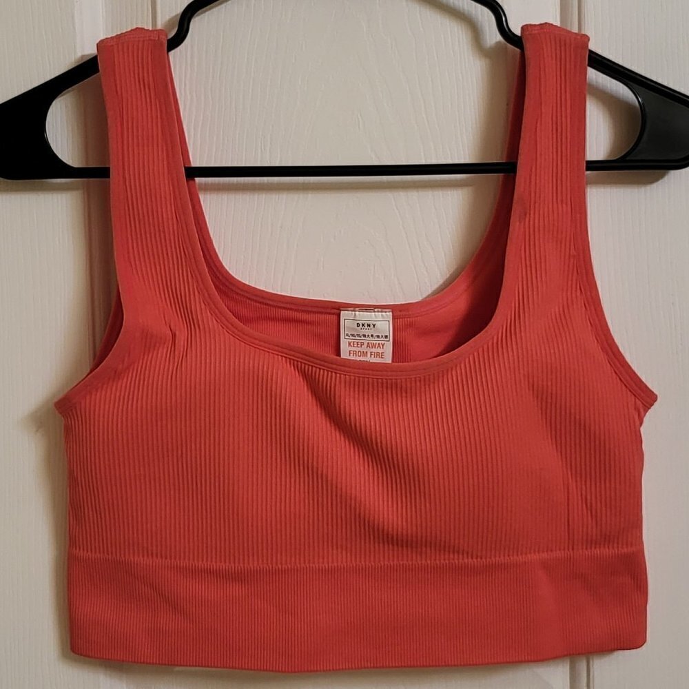 DKNY Women's Support Yoga Boat Neck Running Bra Color: Calypso Size: XLarge NWOT - Picture 6 of 9